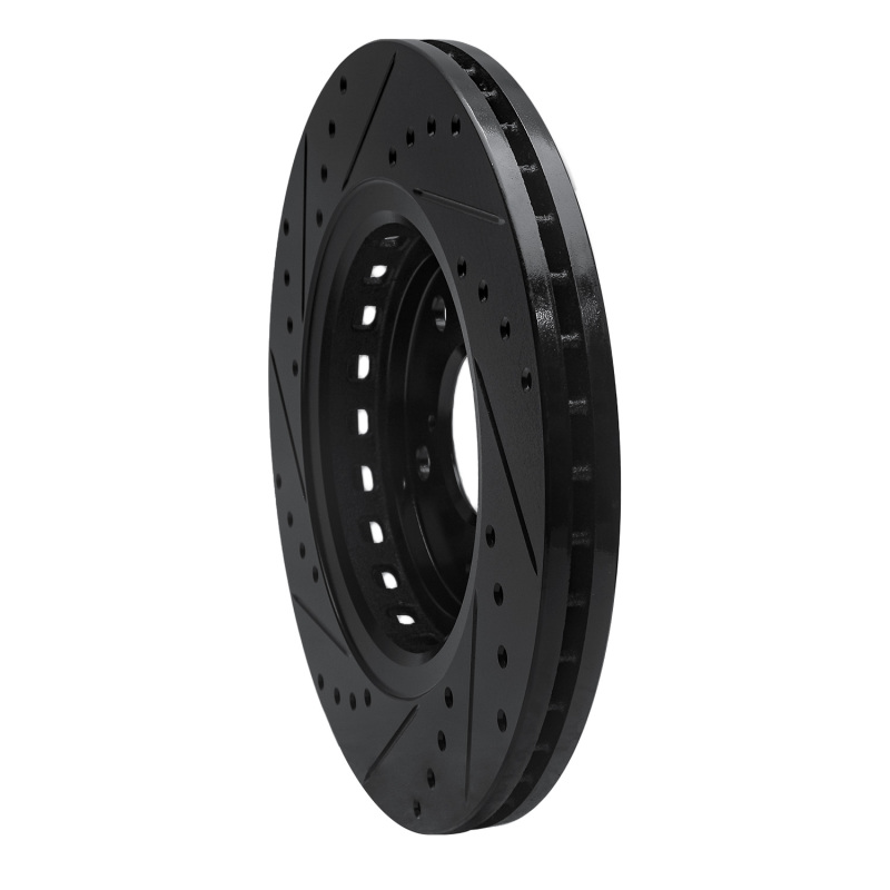 Acura MDX Brake Rotor (1) - Front Right - R1 Concepts - Drilled & Slotted - Black - `15-`25